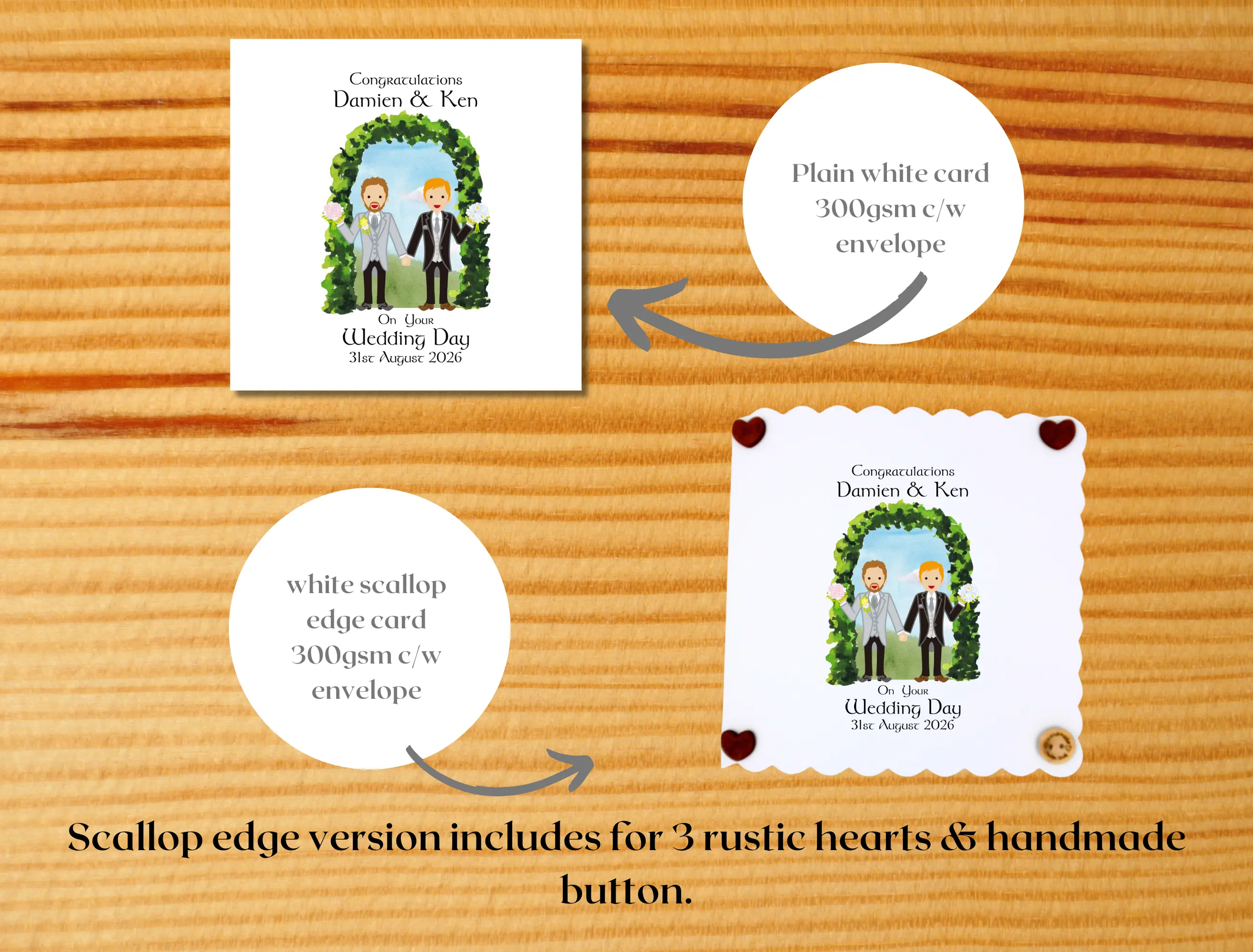 Personalised gay wedding card botanical arch