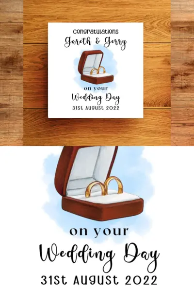 Personalised gay wedding day card handmade in ireland