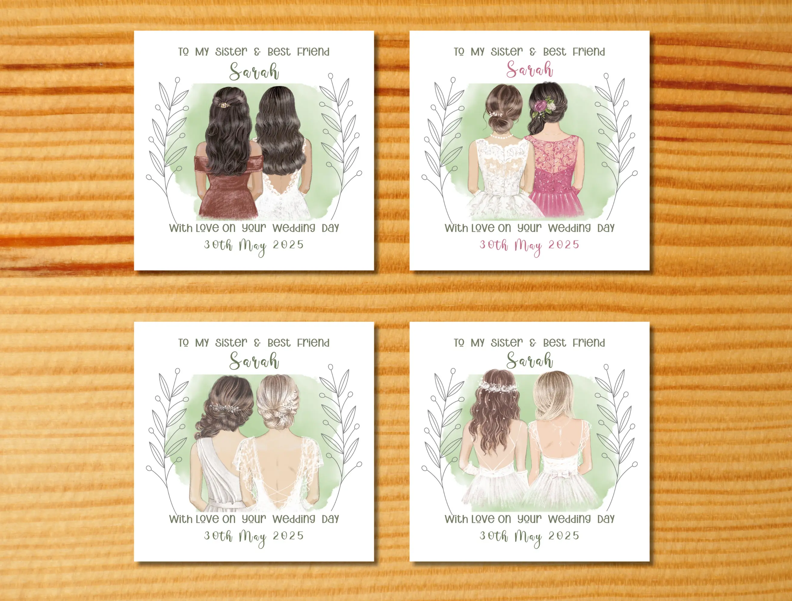 Personalised handmade irish wedding card sister best friend