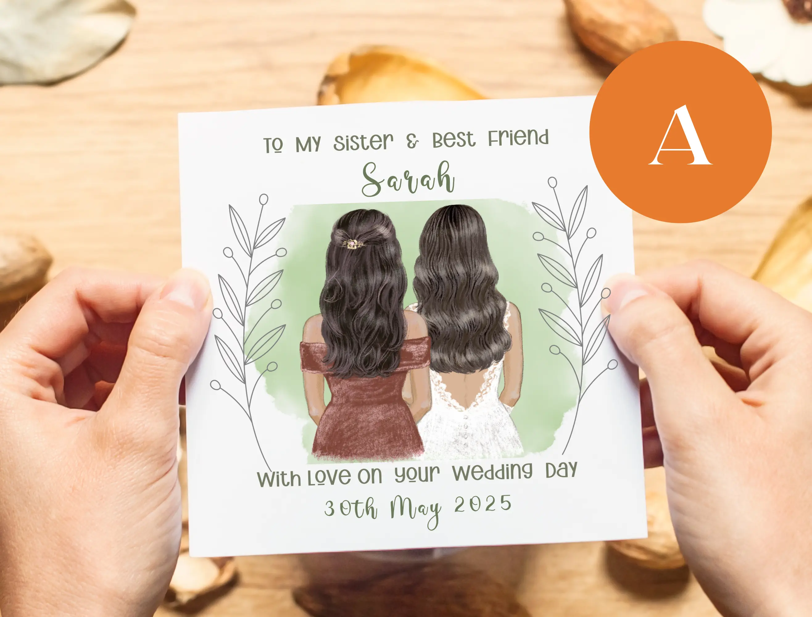 Personalised handmade irish wedding card sister best friend