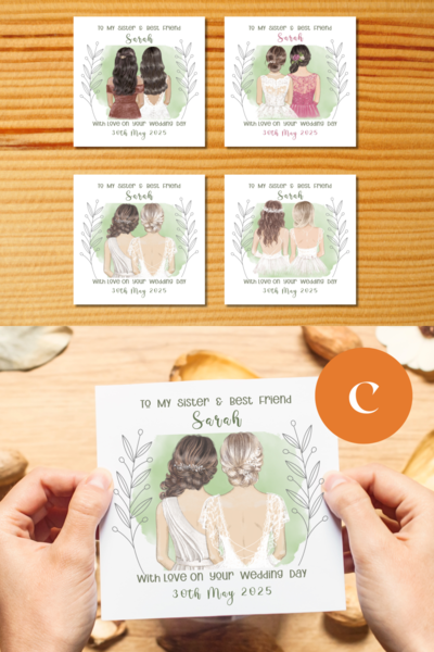 Personalised handmade irish wedding card sister best friend