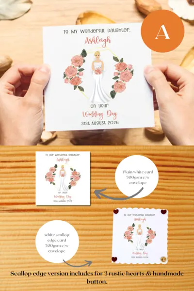 Personalised wedding card daughter beautiful blonde bride designs