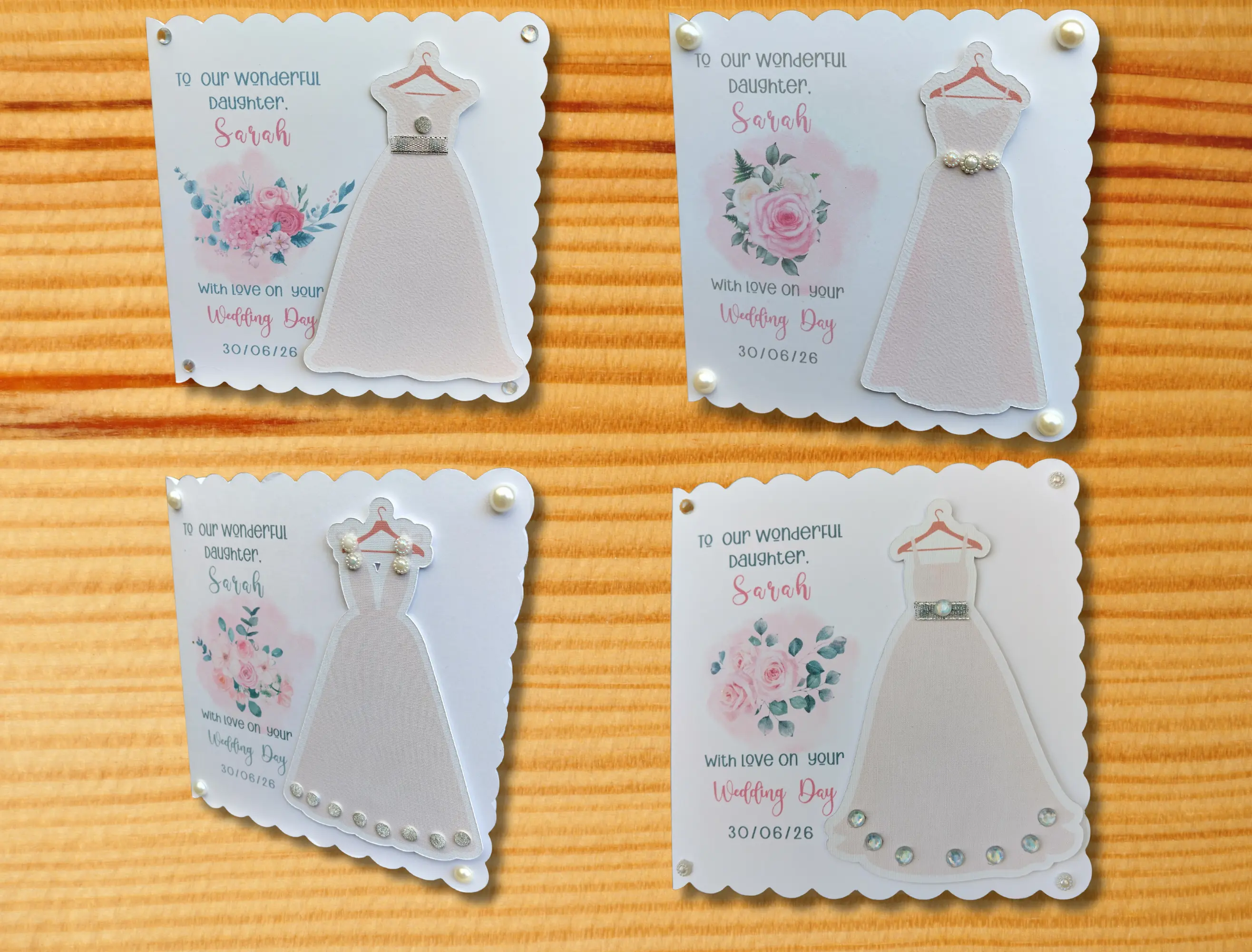Personalised wedding card for daughter cut out dress