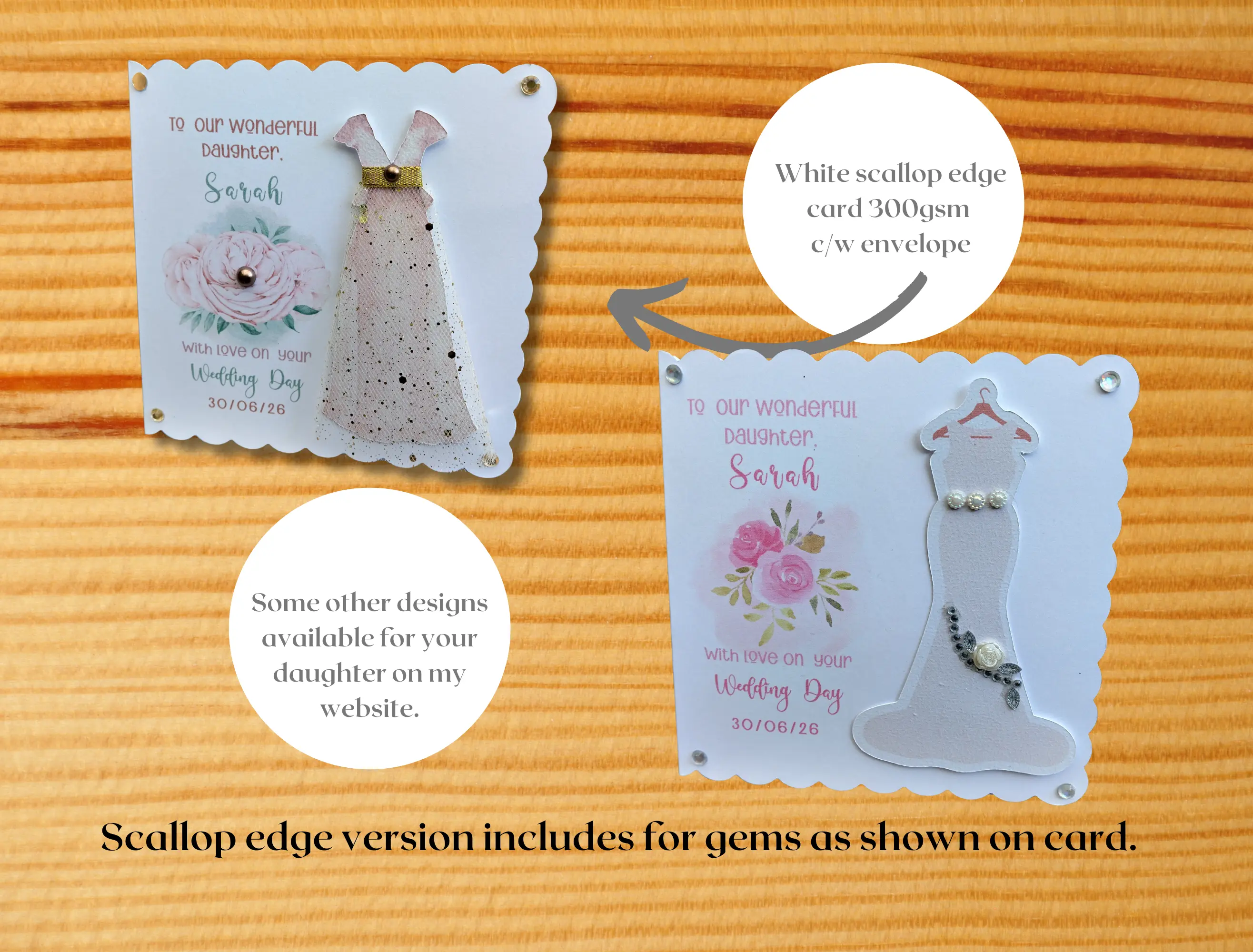 Personalised wedding card for daughter cut out dress