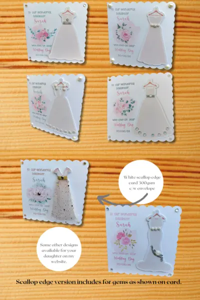 Personalised wedding card for daughter cut out dress