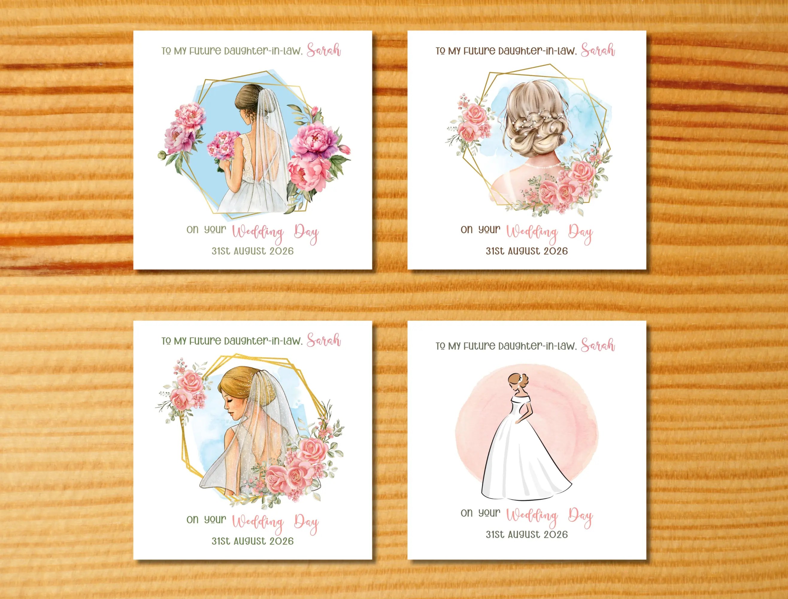 Personalised wedding card future daughter-in-law flowers