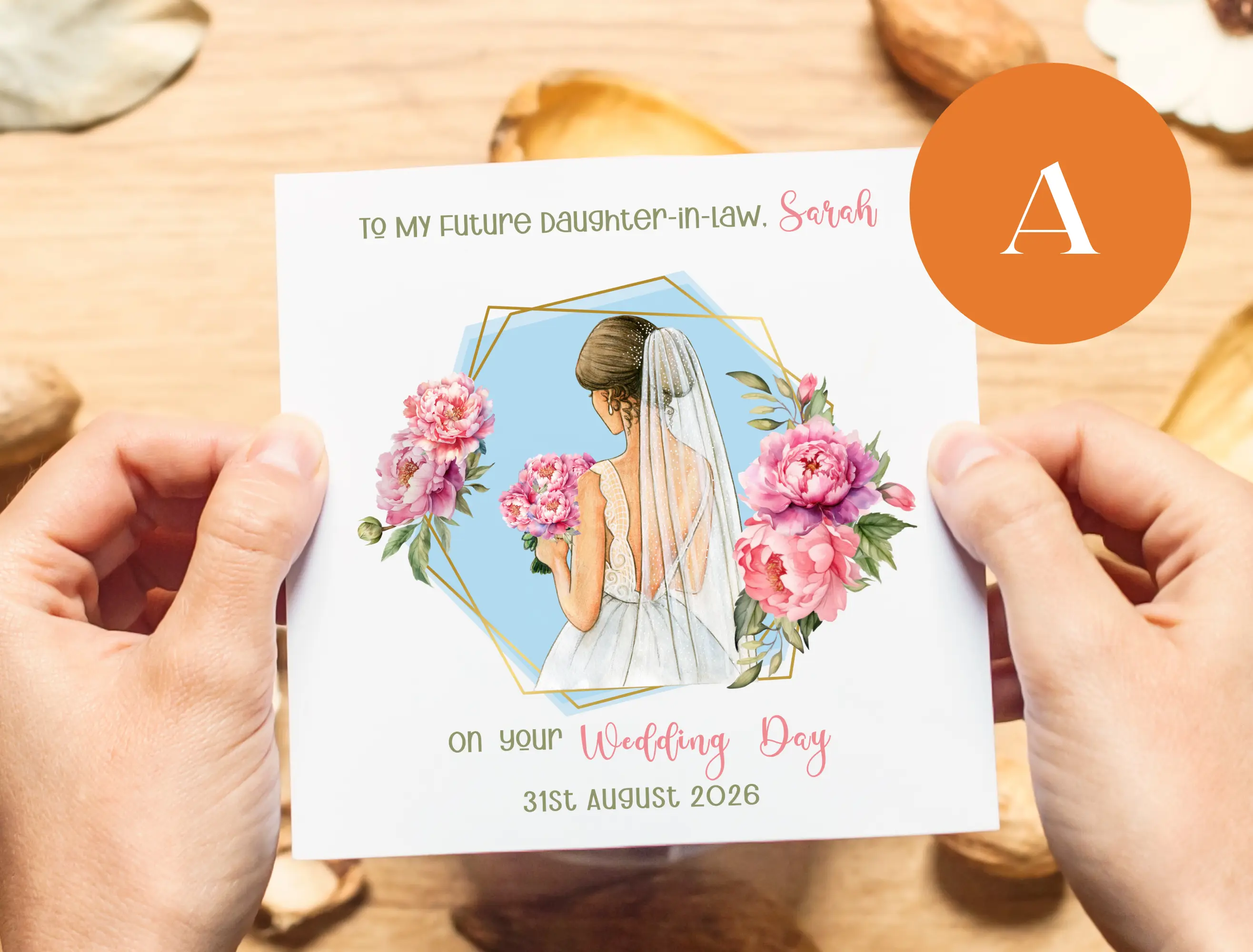 Personalised wedding card future daughter-in-law flowers