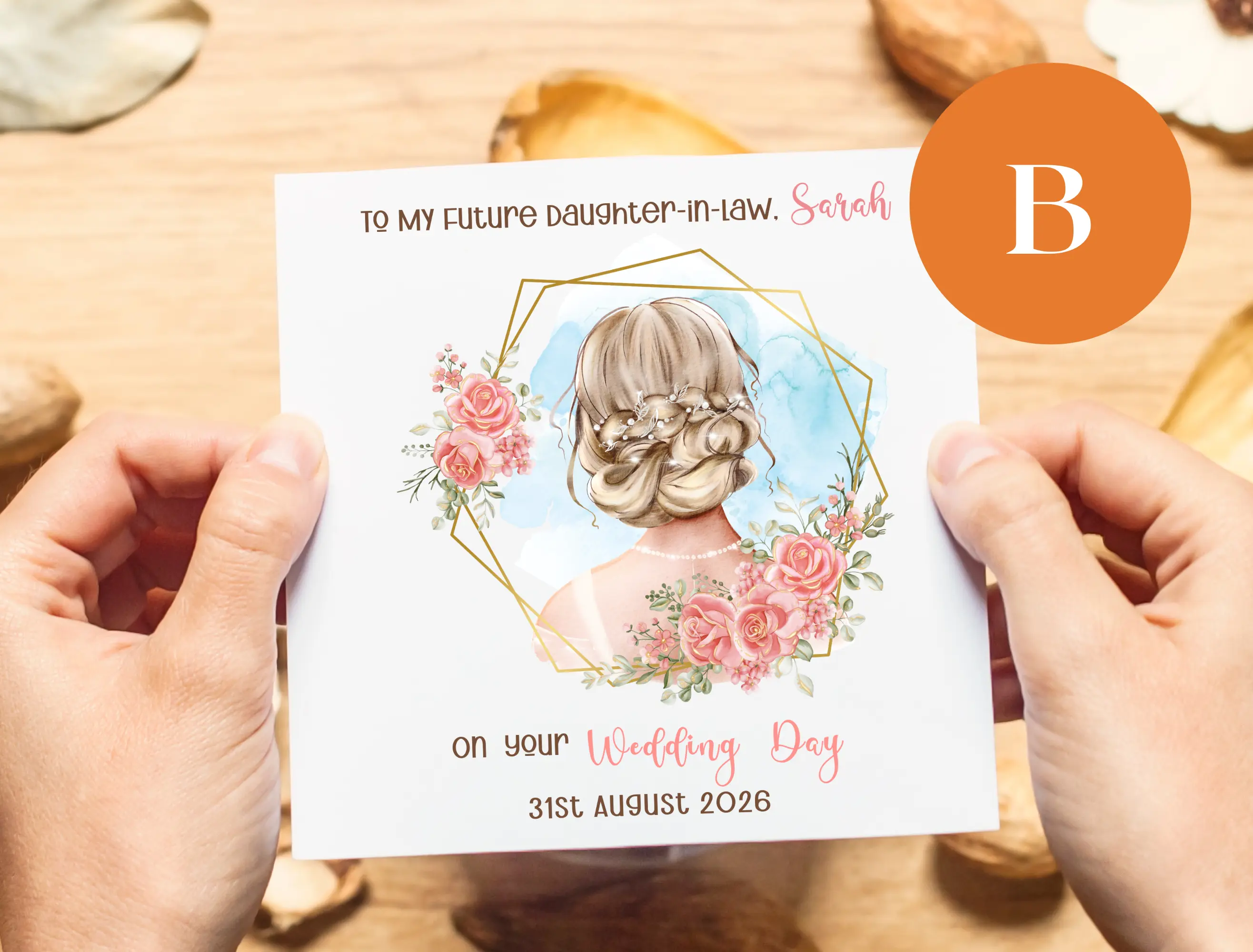 Personalised wedding card future daughter-in-law flowers