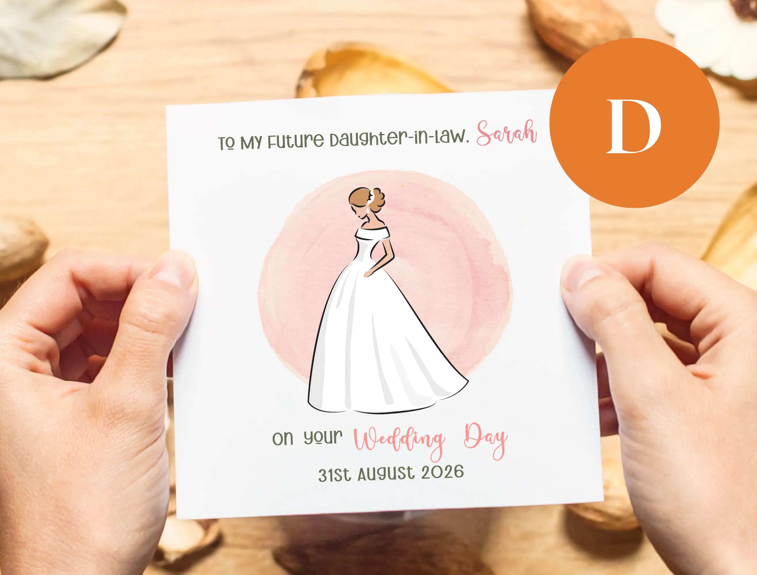 Personalised wedding card future daughter-in-law flowers