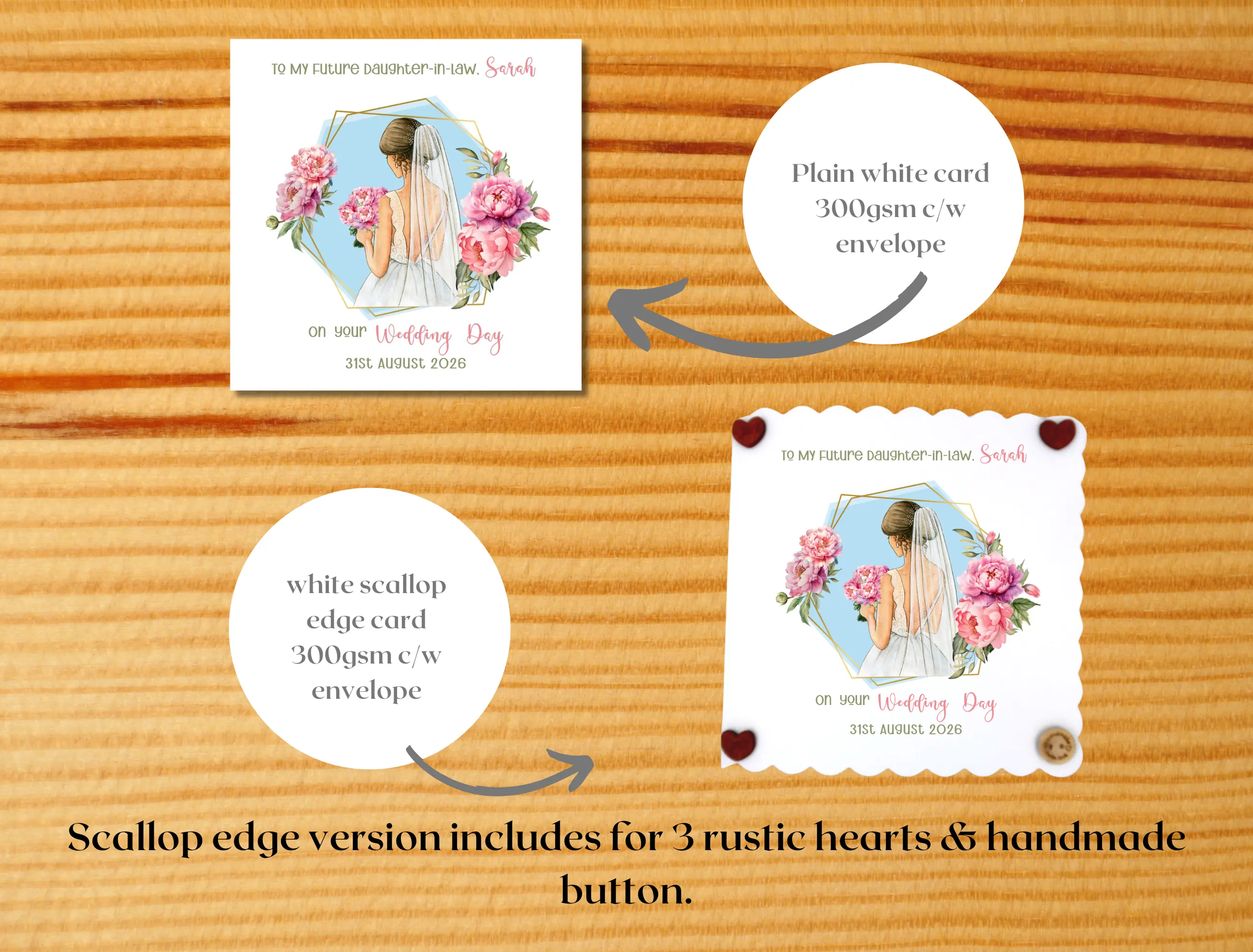 Personalised wedding card future daughter-in-law flowers