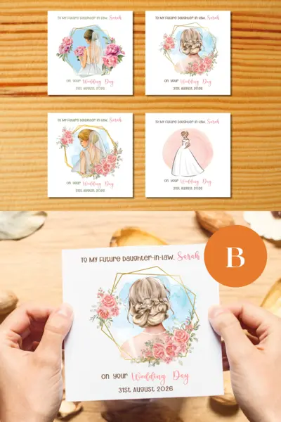 Personalised wedding card future daughter-in-law flowers