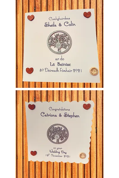 Personalised wedding card silver tree of life