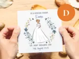 Personalised wedding card sister best friend cousin blue floral modern
