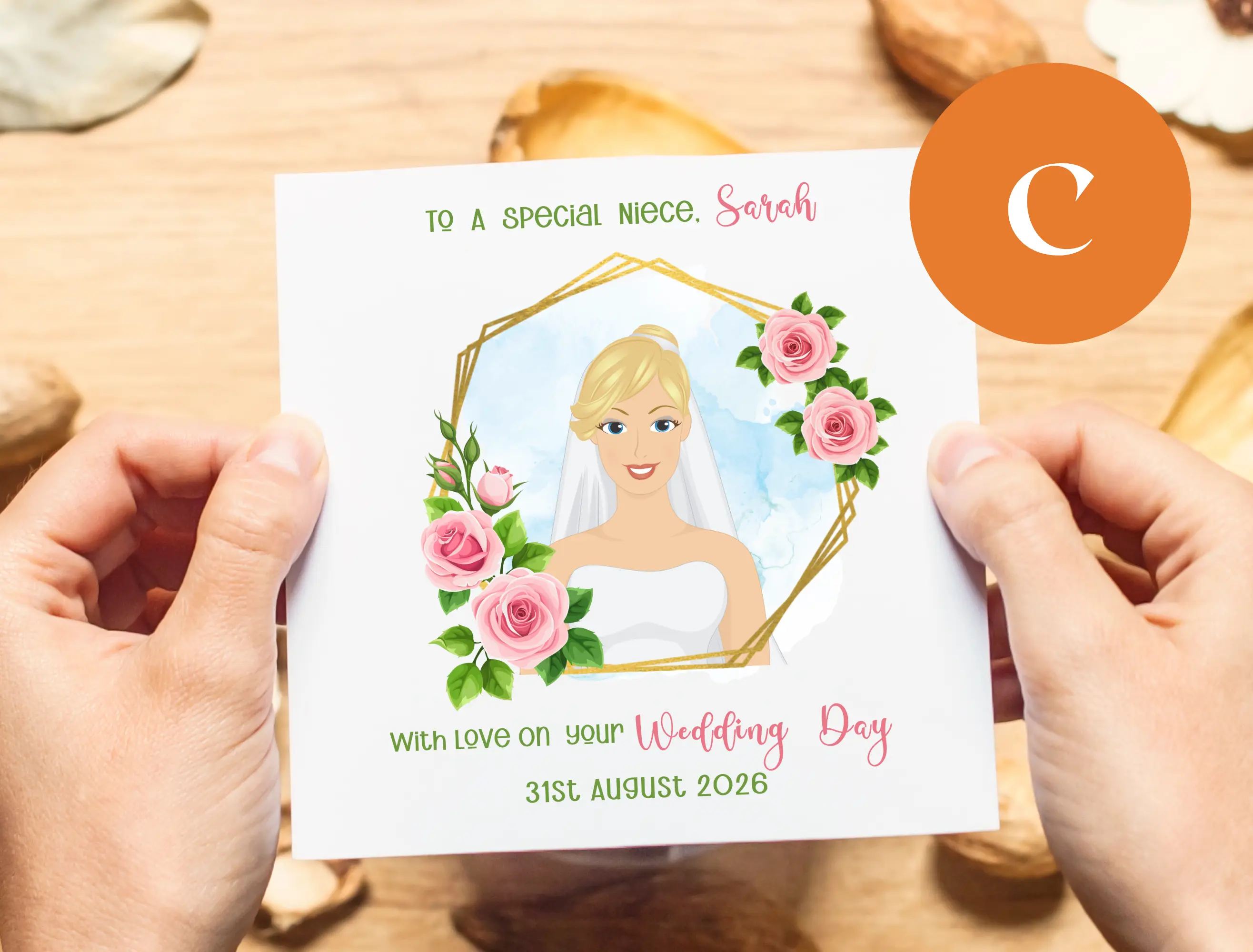 Special niece wedding card with custom name and date of wedding
