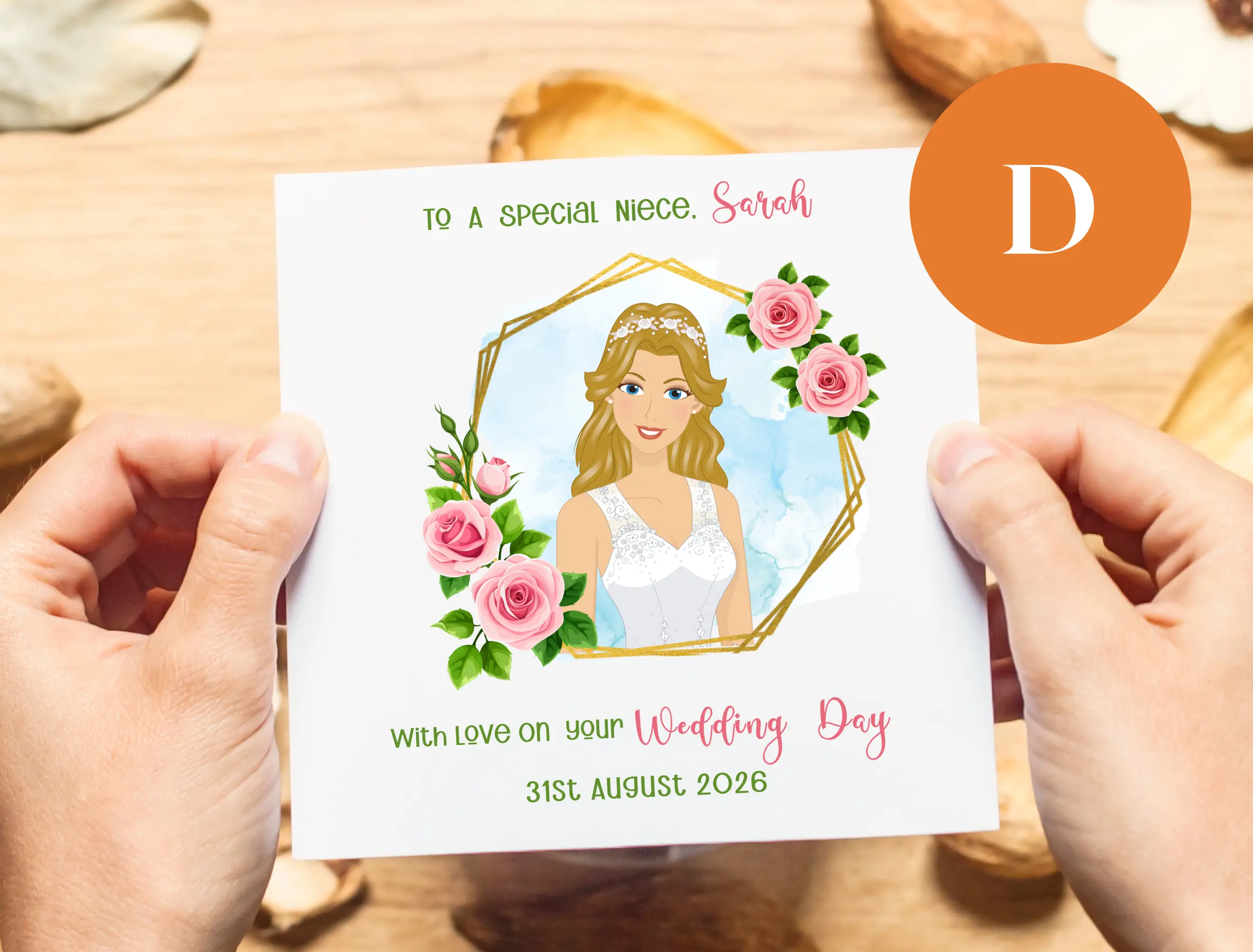 To a special niece wedding card with custom name and date of wedding