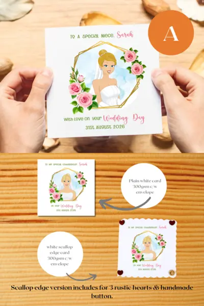 To a special niece wedding card with custom name and date of wedding