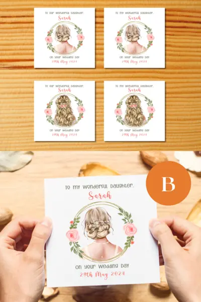 Wedding card for daughter with blonde hair romantic personalised card
