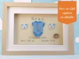 Boy or girl cute new baby personalised frame