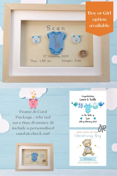 Boy or girl cute new baby personalised frame