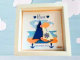 Custom baby frame boat with matching card