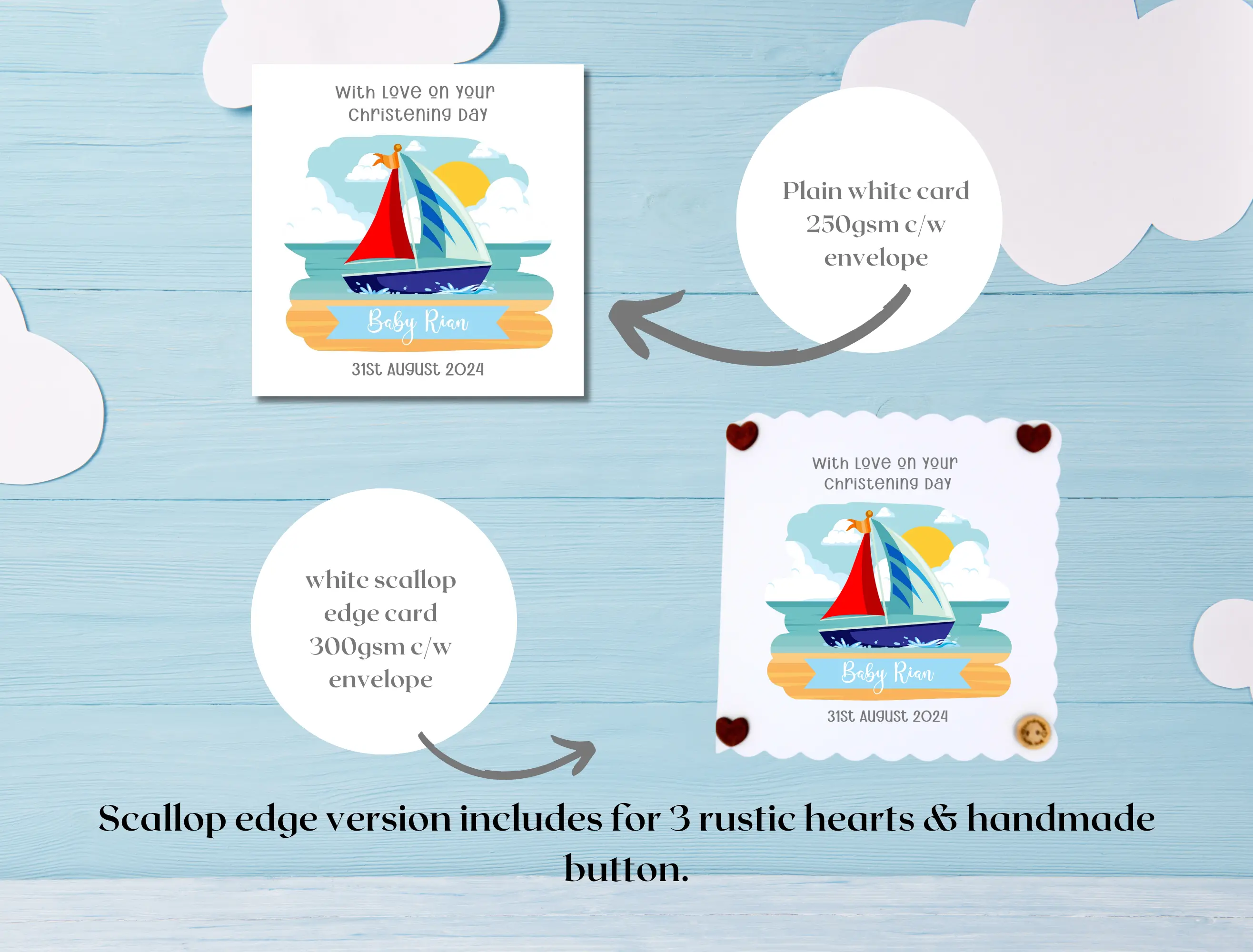 Custom baby frame boat with matching card