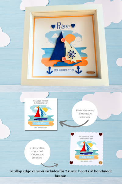 Custom baby frame boat with matching card