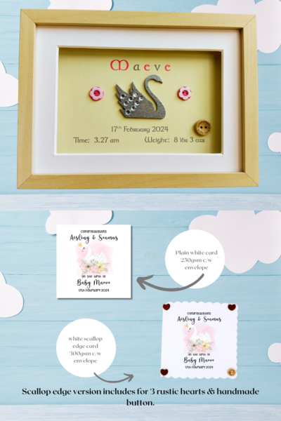 Custom baby girl frame with cute swan