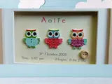 Cute baby girl owl frame personalised with name date weight