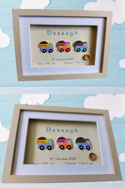 Cute personalised baby boy frame dumper trucks toys
