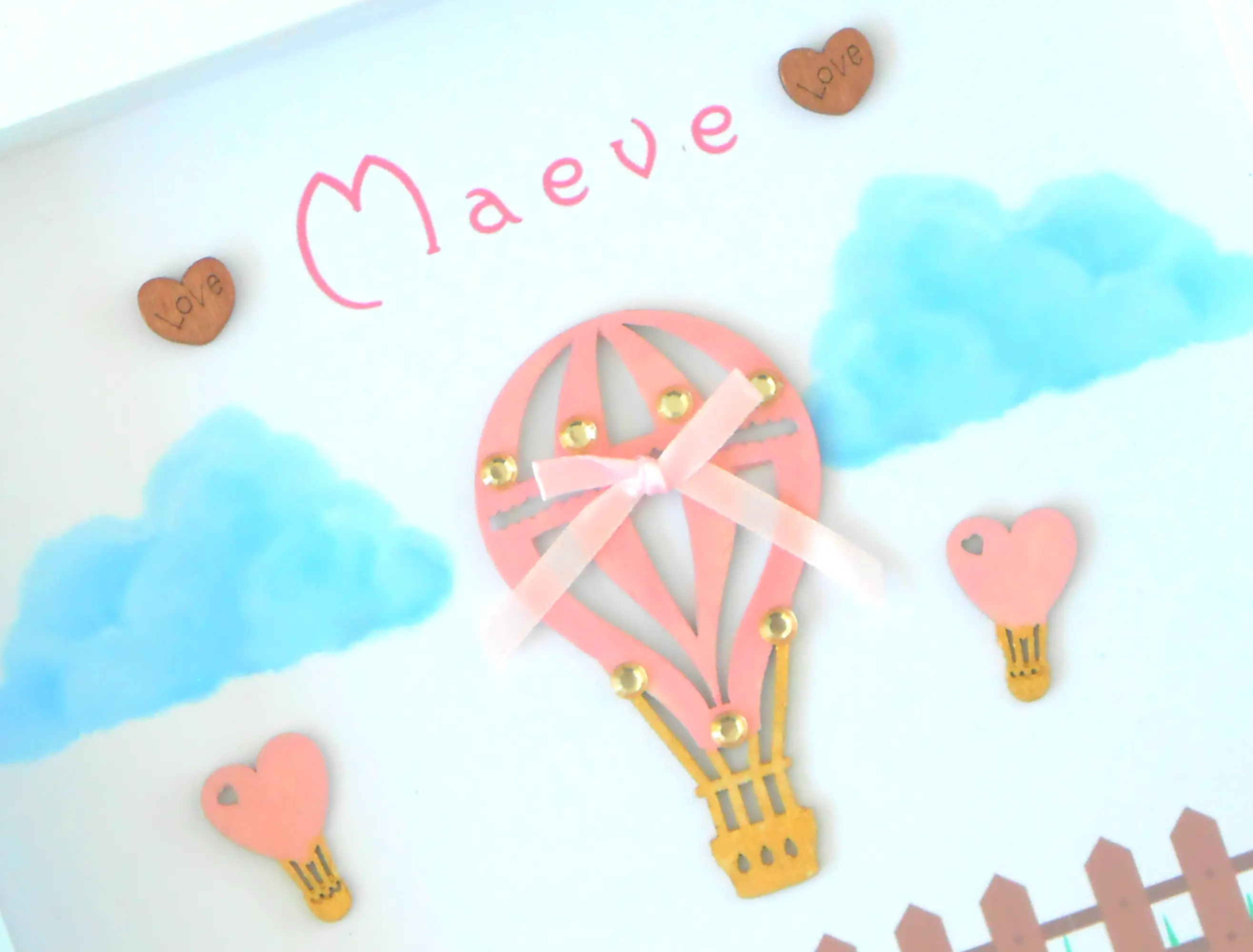 Cute personalised baby frame balloon clouds
