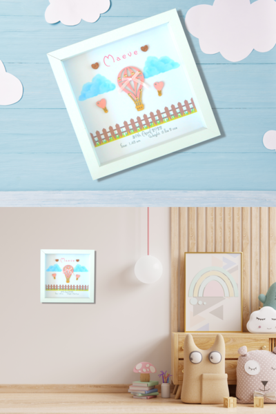 Cute personalised baby frame balloon clouds
