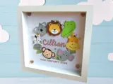 Jungle cute animals new baby personalised frame and card