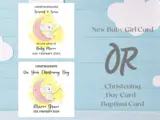 New baby gift frame moon and stars boy or girl with card