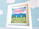 New baby personalised frame cute colourful bunnies