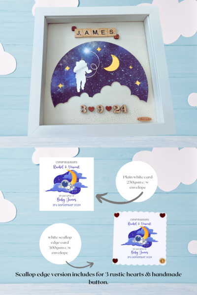 Personalised astranout moon stars space theme frame