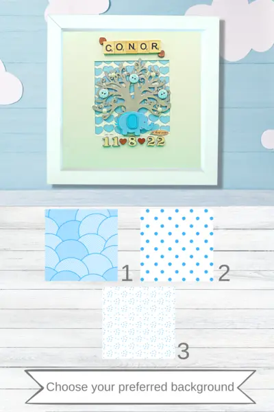 Personalised baby boy frame elephant blue