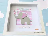 Personalised baby frame cute elephant cutout stars hearts