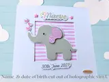 Personalised baby frame cute elephant cutout stars hearts