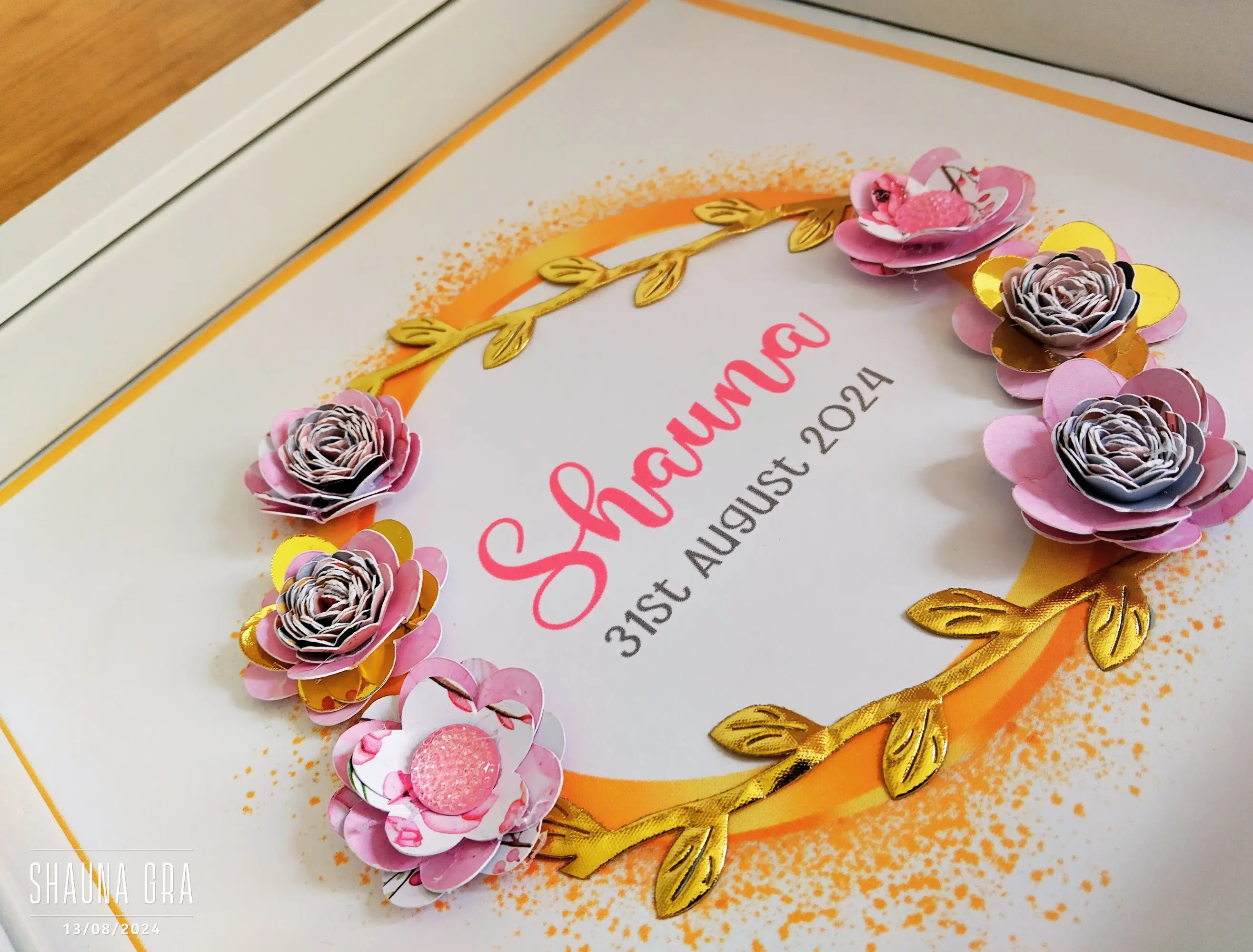 Personalised baby girl 3d roses frame