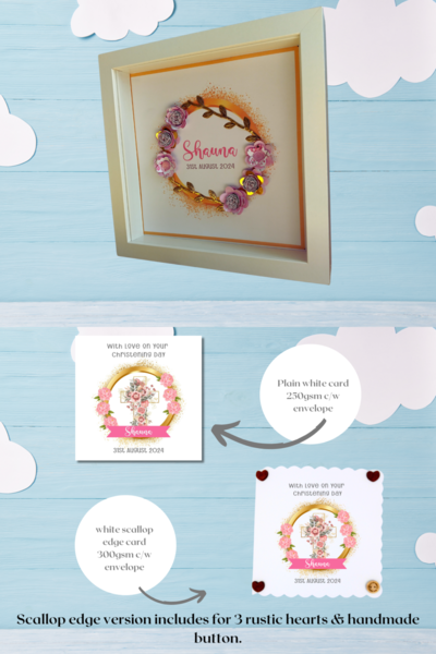 Personalised baby girl 3d roses frame