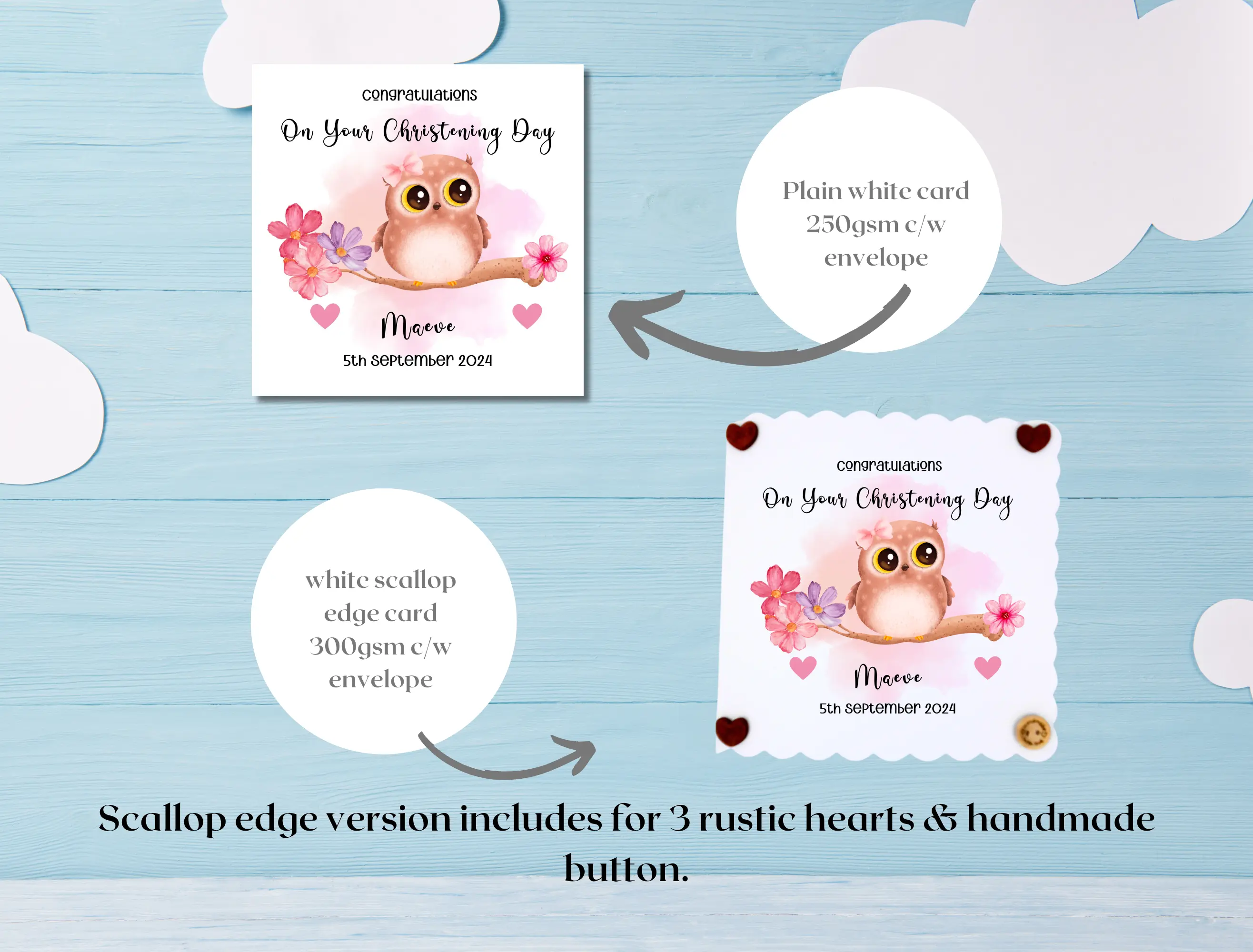 Personalised baby girl cute owl on branch frame