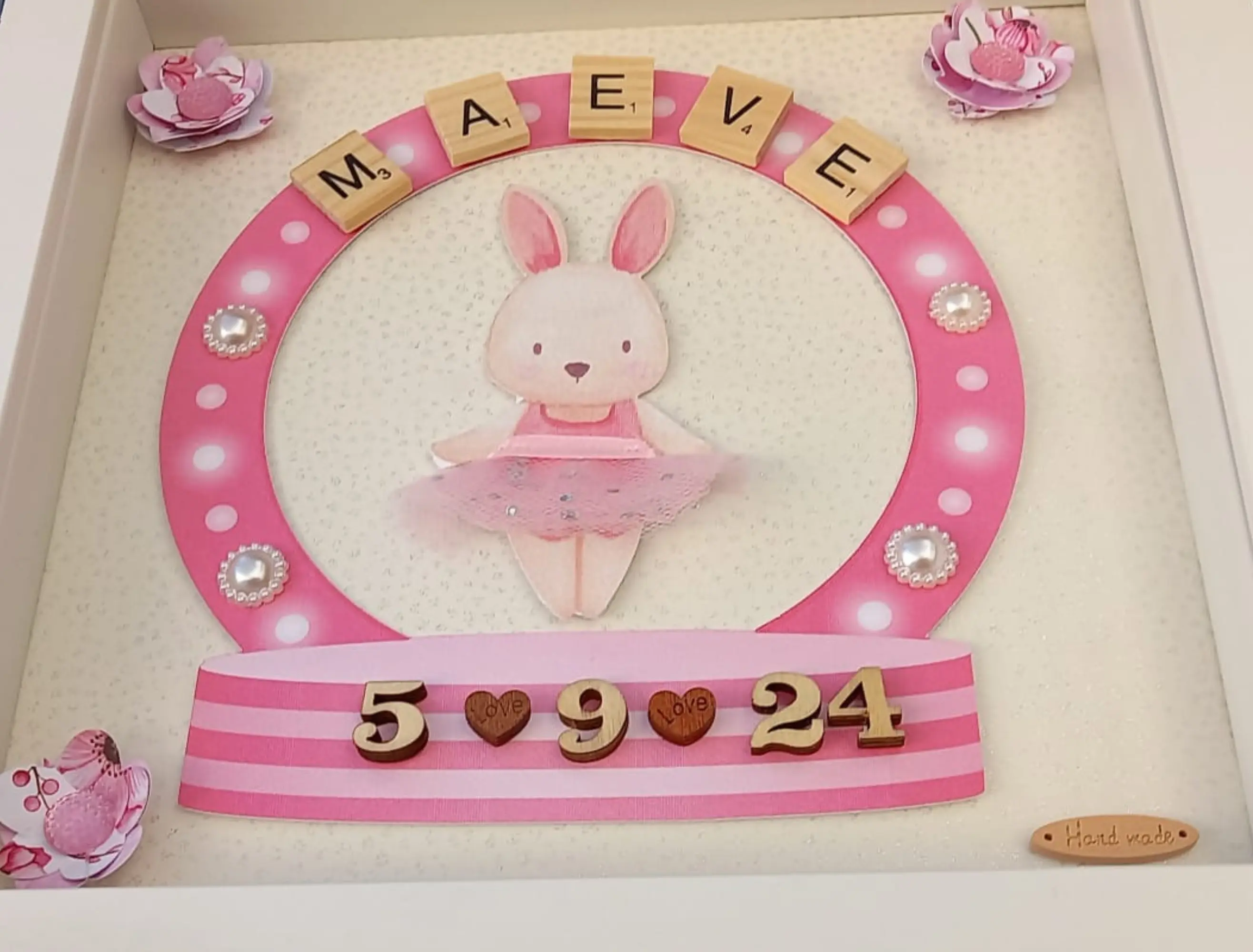 Personalised baby girl frame ballerina bunny