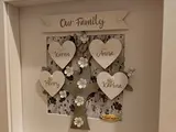 Personalised family tree frame for wall heart flowers silver tree