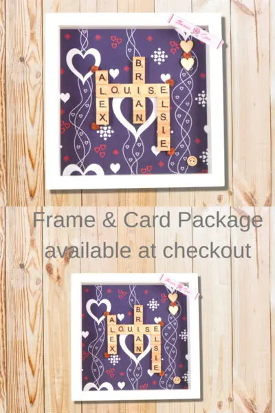 Personalized name frames hearts blue