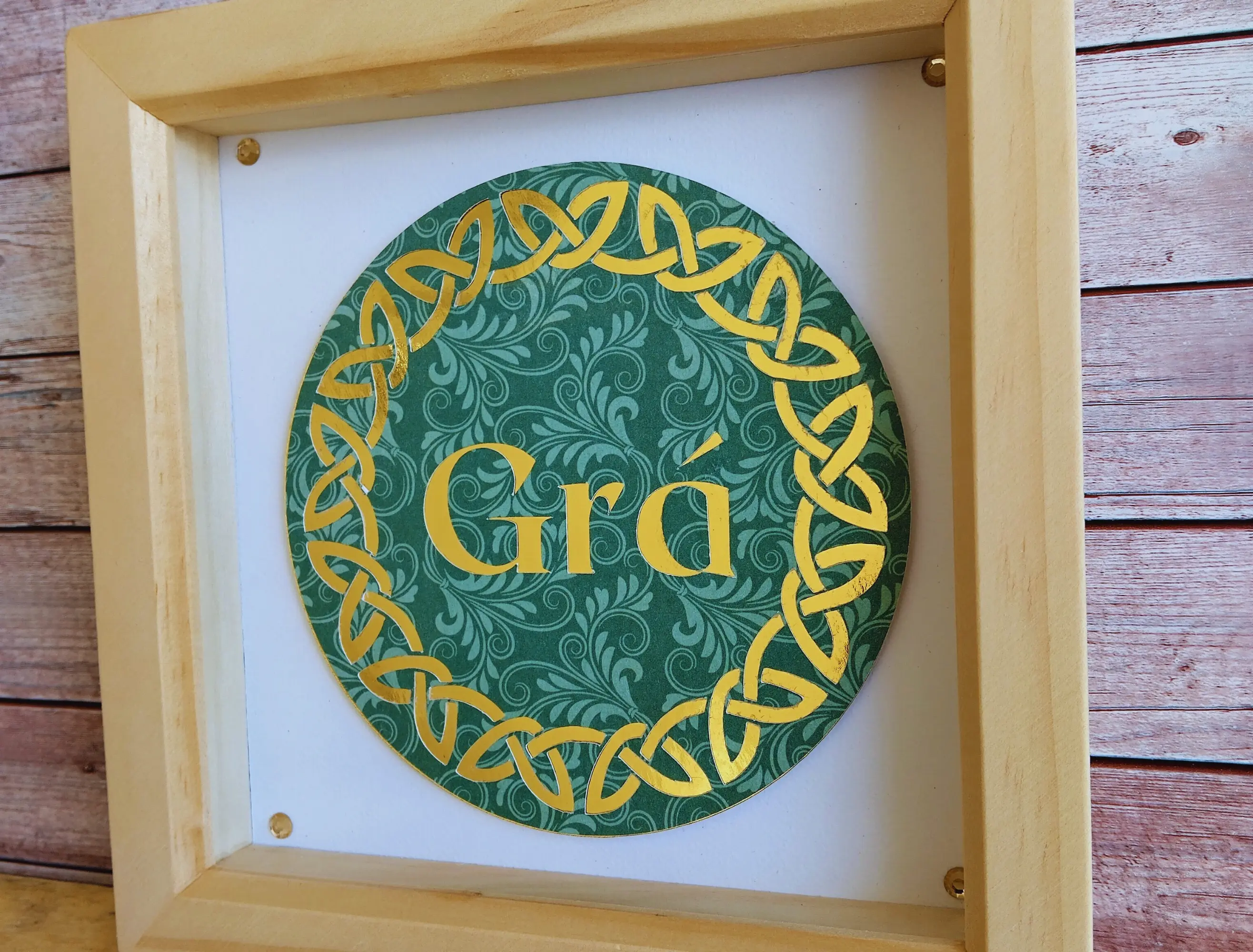 Modern irish gra love green gold 3d framed art