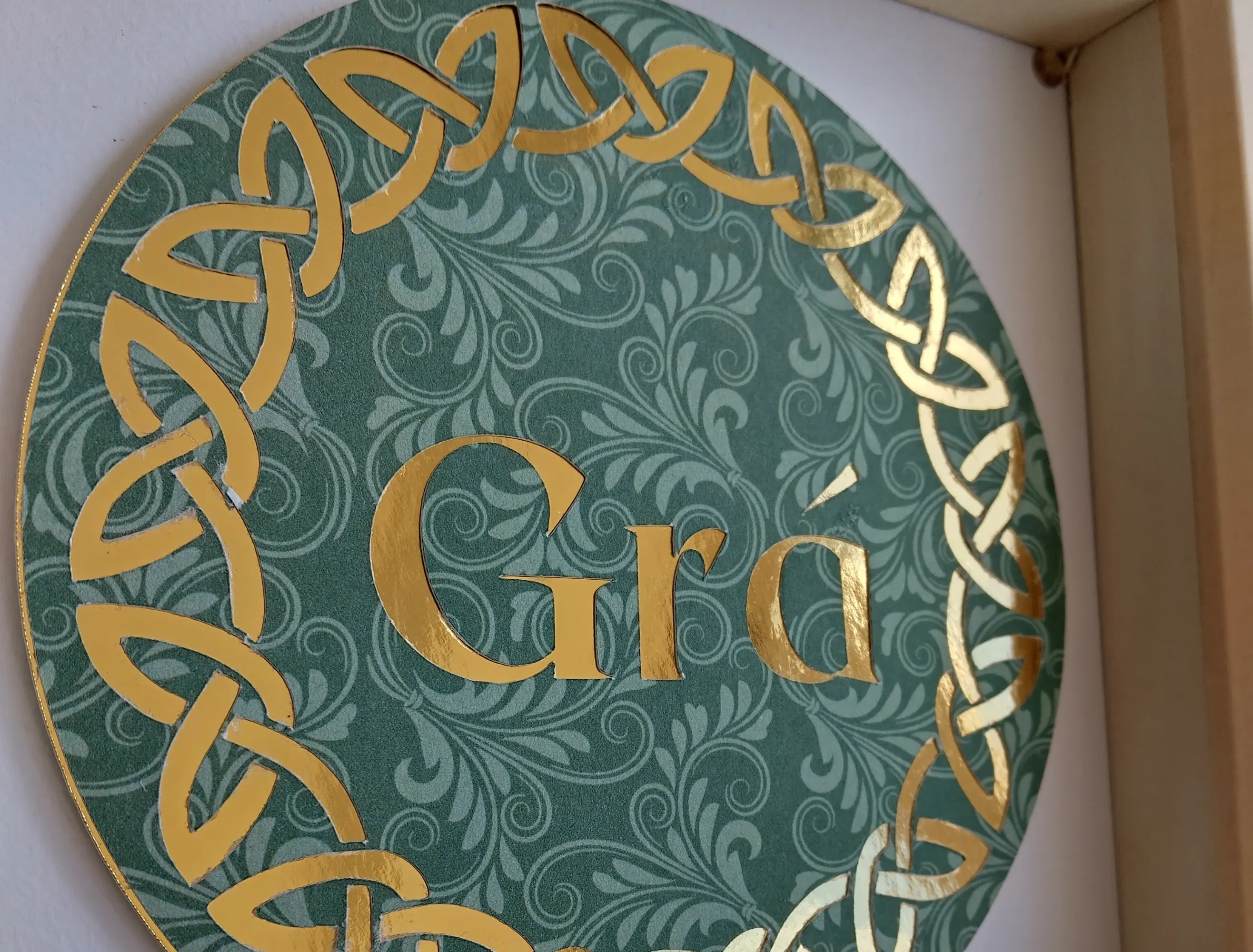 Modern irish gra love green gold 3d framed art