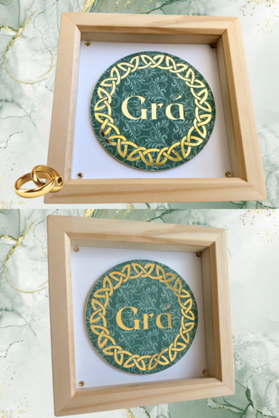 Modern irish gra love green gold 3d framed art