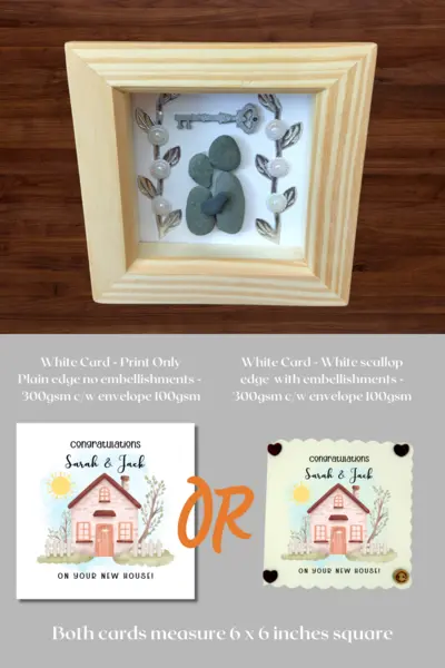 Pebble art frame for a couples new home with key