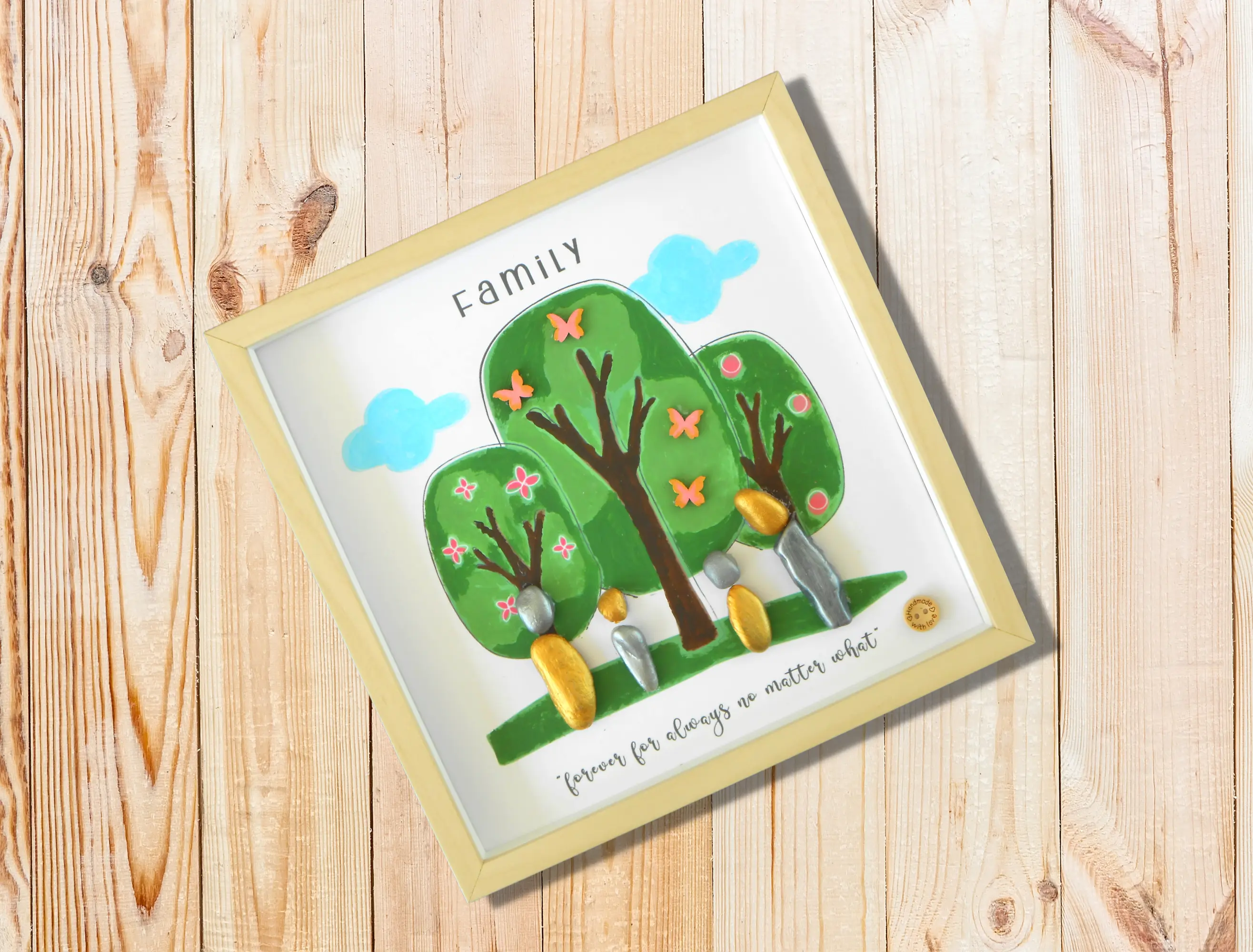 Family Pebble Art Frame Trees
