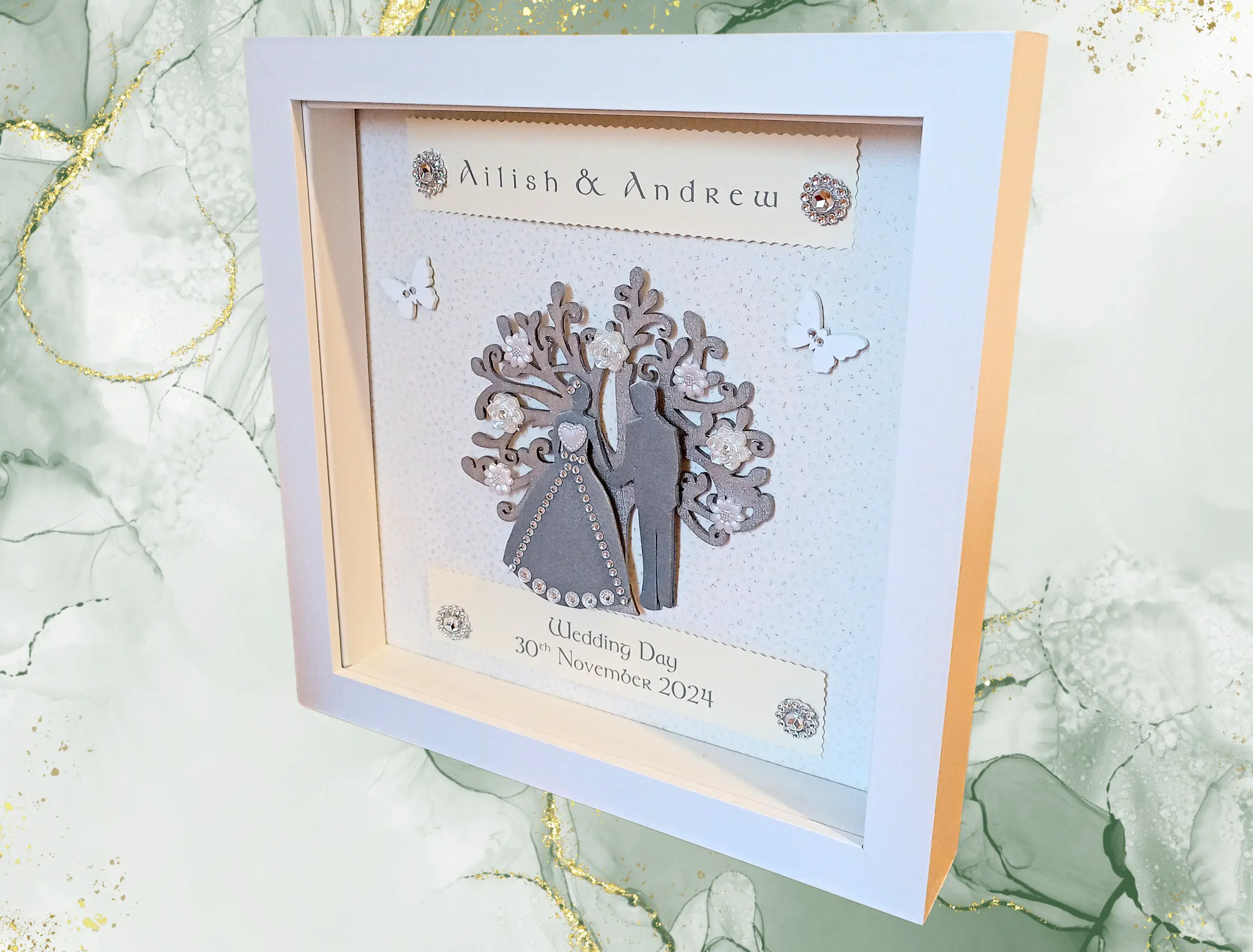 Custom silver wedding frame for couple